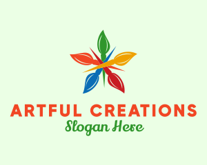 Create - Colorful Brush Flower logo design