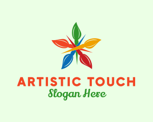 Colorful Brush Flower  logo design