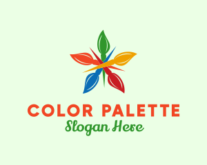 Colorful Brush Flower  logo design