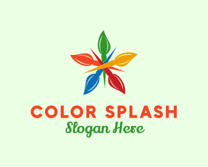 Colorful Brush Flower  logo design