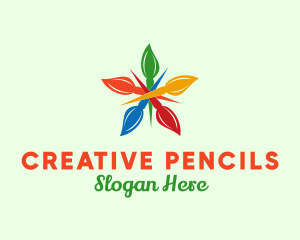 Colorful Brush Flower  logo design