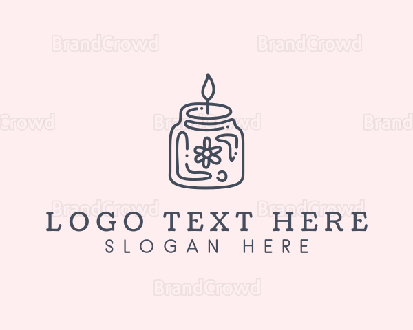 Simple Flower  Candle Jar Logo
