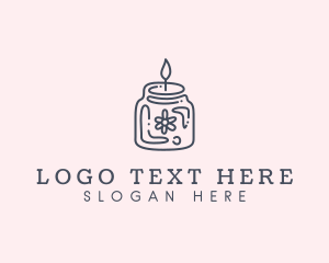 Floral - Simple Flower  Candle Jar logo design