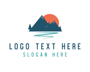 Summer - Outdoor Mountain Sunset logo design