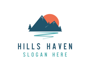 Outdoor Mountain Sunset  logo design