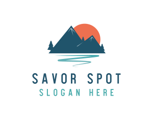 Outdoor Mountain Sunset  logo design