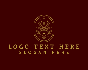 Healthy - Cannabis Leaf Hands logo design