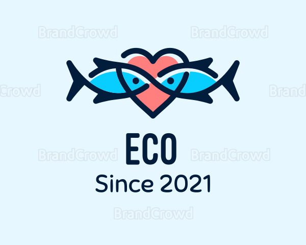 Seafood Fish Love Heart Logo