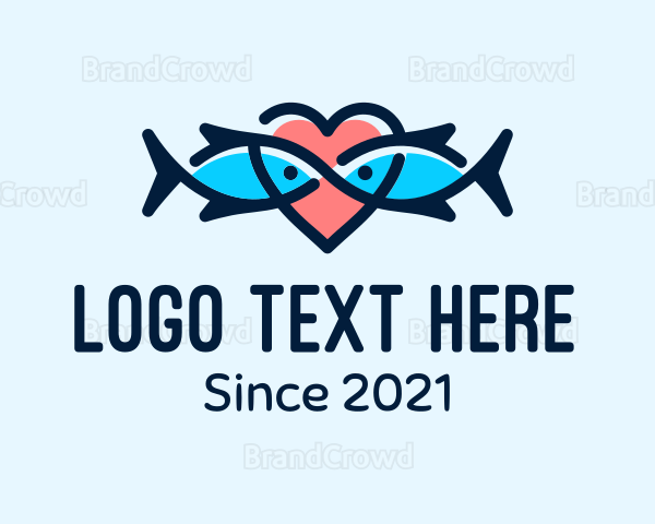 Seafood Fish Love Heart Logo