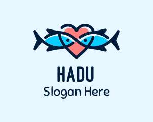 Seafood Fish Love Heart Logo