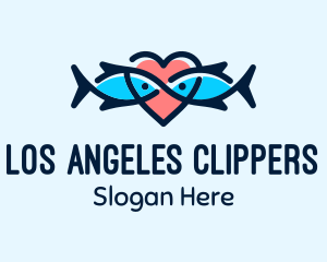 Seafood Fish Love Heart Logo