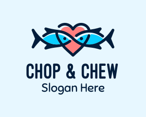 Seafood Fish Love Heart Logo