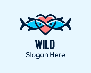 Seafood Fish Love Heart Logo