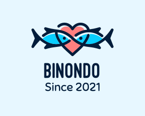 Salmon - Seafood Fish Love Heart logo design
