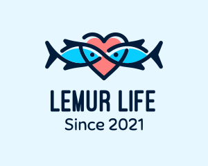 Seafood Fish Love Heart logo design