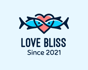 Love - Seafood Fish Love Heart logo design