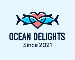 Seafood - Seafood Fish Love Heart logo design