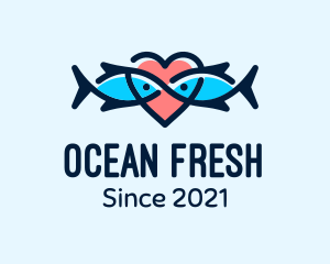 Tuna - Seafood Fish Love Heart logo design