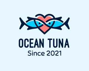 Tuna - Seafood Fish Love Heart logo design