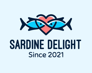 Sardine - Seafood Fish Love Heart logo design