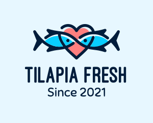 Tilapia - Seafood Fish Love Heart logo design