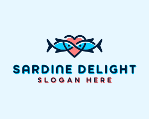 Seafood Fish Love Heart logo design