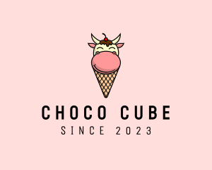 Cow Ice Cream Cone Logo