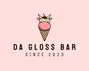 Cow Ice Cream Cone logo design