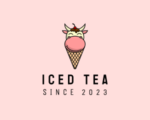 Cow Ice Cream Cone logo design