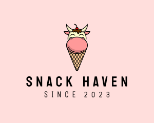 Snack Bar - Cow Ice Cream Cone logo design