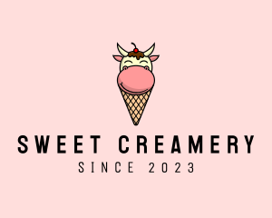 Cow Ice Cream Cone logo design