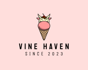 Cow Ice Cream Cone logo design