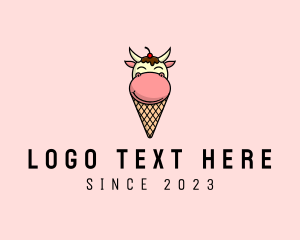 Cow Ice Cream Cone Logo