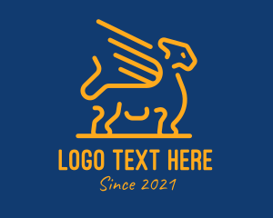 Fictional - Golden Dragon Line Art logo design