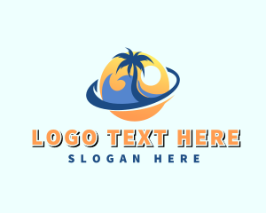 Island - Tropical Beach Sunset Wave logo design