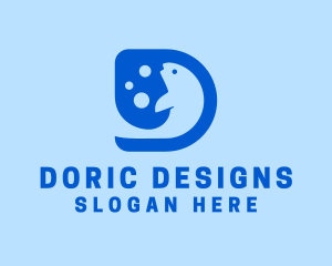 Blue Fish Letter D logo design