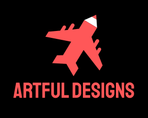 Flying Art Pencil Airplane logo design