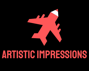 Flying Art Pencil Airplane logo design