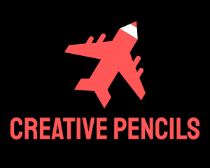 Flying Art Pencil Airplane logo design