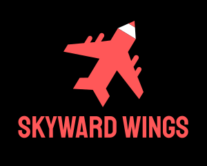Aeroplane - Flying Art Pencil Airplane logo design