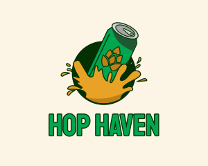 Hops - Beer Can Splash logo design