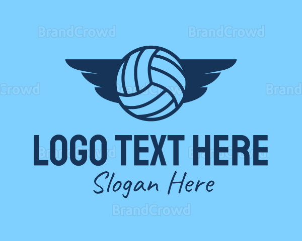 Blue Volleyball Wings Logo