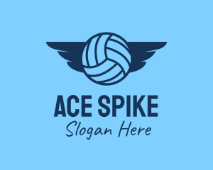 Volleyball - Blue Volleyball Wings logo design