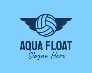 Floating - Blue Volleyball Wings logo design