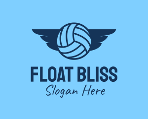 Blue Volleyball Wings  logo design