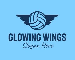 Blue Volleyball Wings  logo design