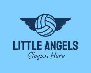 Blue Volleyball Wings  logo design