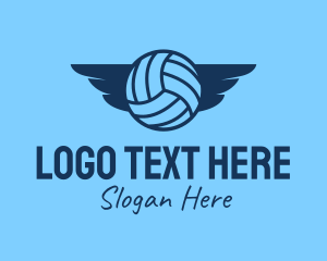 Athletics - Blue Volleyball Wings logo design