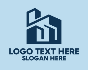 Residence - Blue Geometric Building logo design