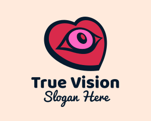 Romantic Heart Eye logo design